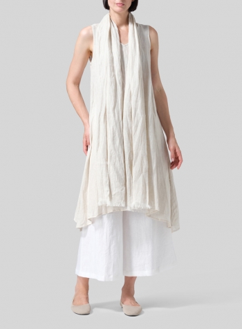 Oat Woven Linen Sleeveless A-shaped Blouse