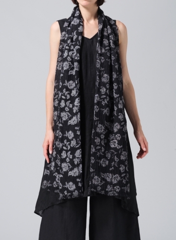 Black Woven Linen Sleeveless A-shaped Blouse Set