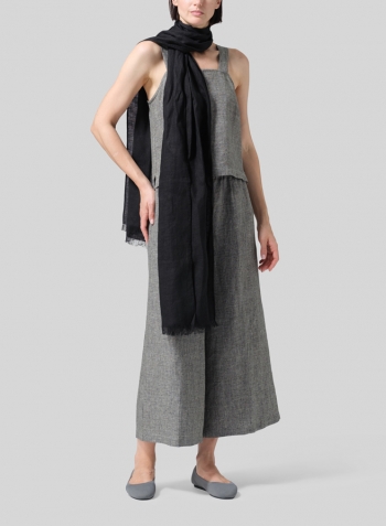 Black Linen Oblong Scarf Set