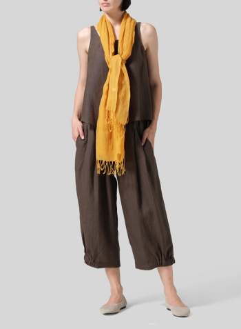 Linen Hand-crafted Pale Orange Gauze Scarf Set