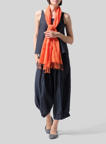 Linen Hand-crafted Orange Gauze Scarf Set