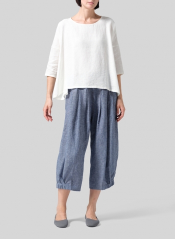 Soft White Linen Dropped Shoulder Long Top