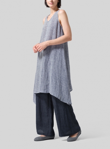 Woven Linen Sleeveless A-shaped Blouse