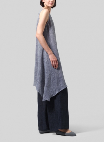 Woven Linen Sleeveless A-shaped Blouse