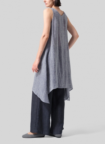 Woven Linen Sleeveless A-shaped Blouse