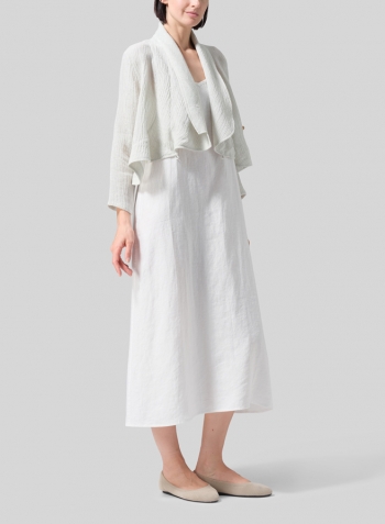 Gauze Gray White Linen Three-quarter Sleeve Shawl Collar Short Jacket