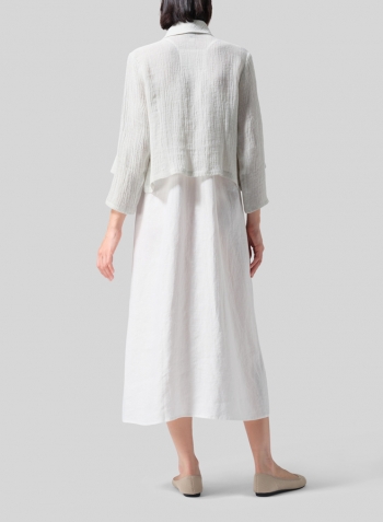 Gauze Gray White Linen Three-quarter Sleeve Shawl Collar Short Jacket