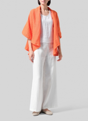 Gauze Orange Linen Reversible Cape Jacket