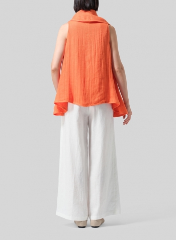 Gauze Orange Linen Reversible Cape Jacket