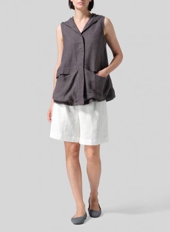 Dark Charcoal Linen Hooded Lightweight Vest