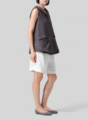 Dark Charcoal Linen Hooded Lightweight Vest