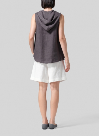 Dark Charcoal Linen Hooded Lightweight Vest