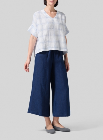 Linen V-Neck Dropped Shoulder Versatile Top