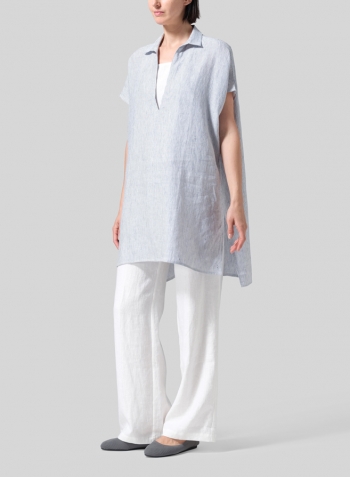 Linen Casual Deep V-Neck Long Top