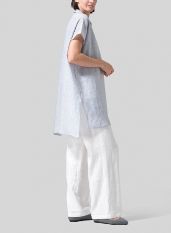 Linen Casual Deep V-Neck Long Top