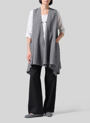 Linen A-Line Mid-Length Vest Set