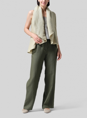 Pale Goldenrod Linen Reversible Cape Jacket