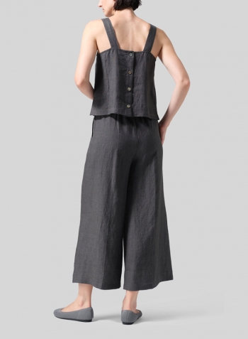 Dark Gray Linen ​S​lightly A-Shape Wide Leg Pants