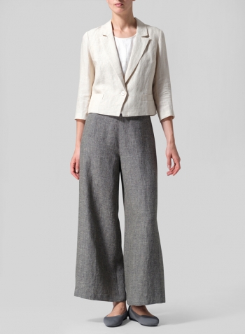 Oat Linen Single Button Notch Lapel Blazer Set