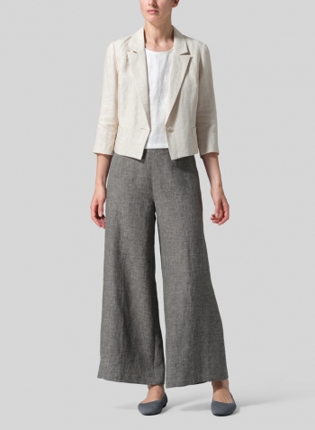 Oat Linen Single Button Notch Lapel Blazer Set