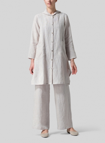 Beige Linen Hooded Shirt