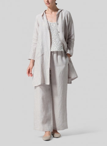 Beige Linen Hooded Shirt