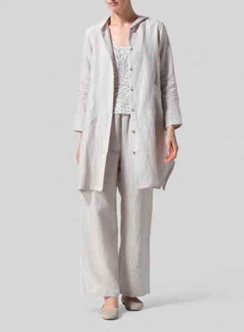 Beige Linen Hooded Shirt