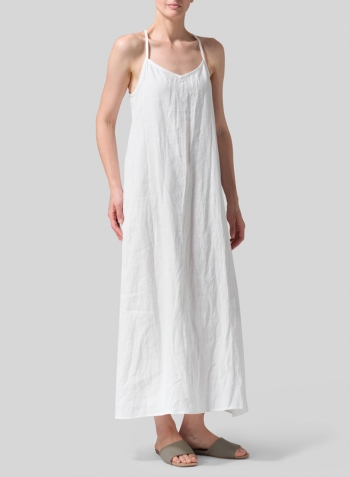 Lily White Linen A-shape Slip-In Dress