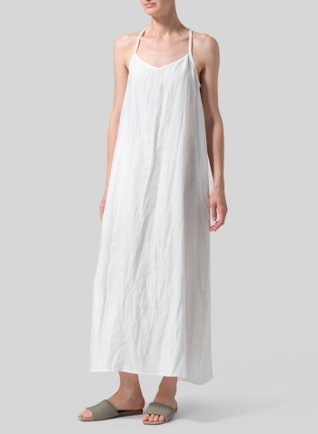 Lily White Linen A-shape Slip-In Dress
