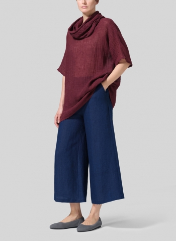 Plum Gauze Linen Turtleneck Tunic