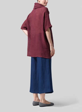 Plum Gauze Linen Turtleneck Tunic