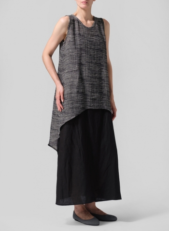 Linen Hi-Lo Hem Mid-Length Sleeveless Tunic Set