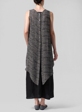 Linen Hi-Lo Hem Mid-Length Sleeveless Tunic Set