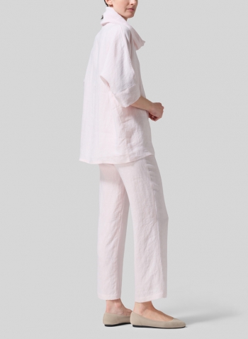Misty Pink Linen Cowl Neck Top Set
