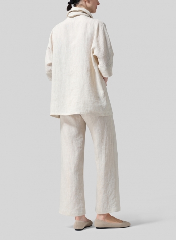 Oat Linen Cowl Neck Top Set