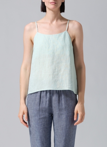 Soft Light Green Linen Spaghetti Strap Cami Top