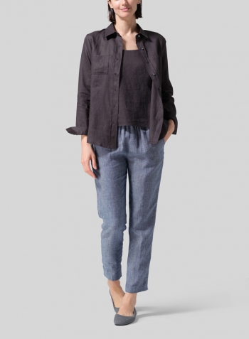 Dark Charcoal Linen Classic Long Sleeve Shirt