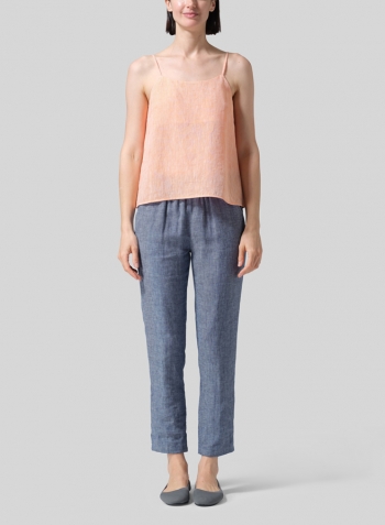 Two Tone Orange Linen Spaghetti Strap Cami Top