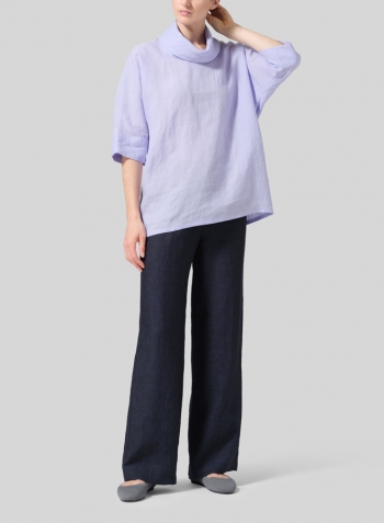 Lavender Linen Cowl Neck Top