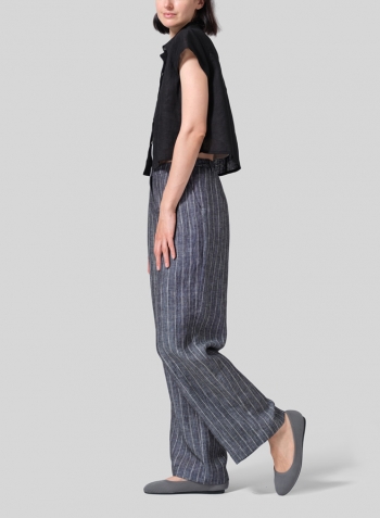 Black Linen Cap Sleeves Shirt