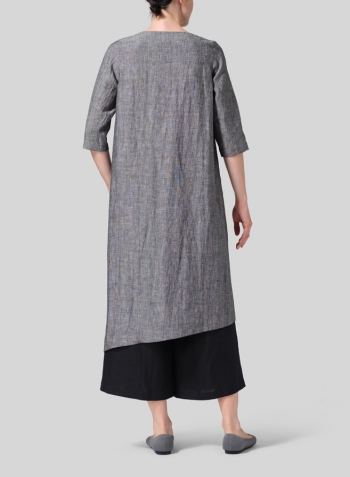 Two Tone Black Linen Asymmetrical Tunic