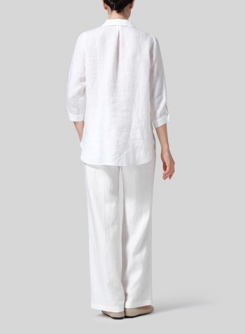 White Linen Classic Collar Shirt