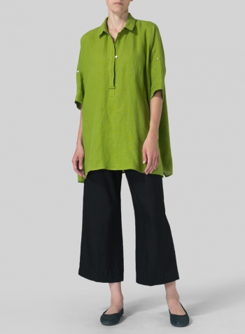 Green Leaf Linen Oversized Tunic