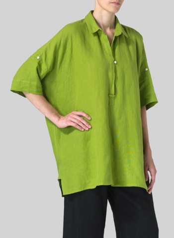 Green Leaf Linen Oversized Tunic