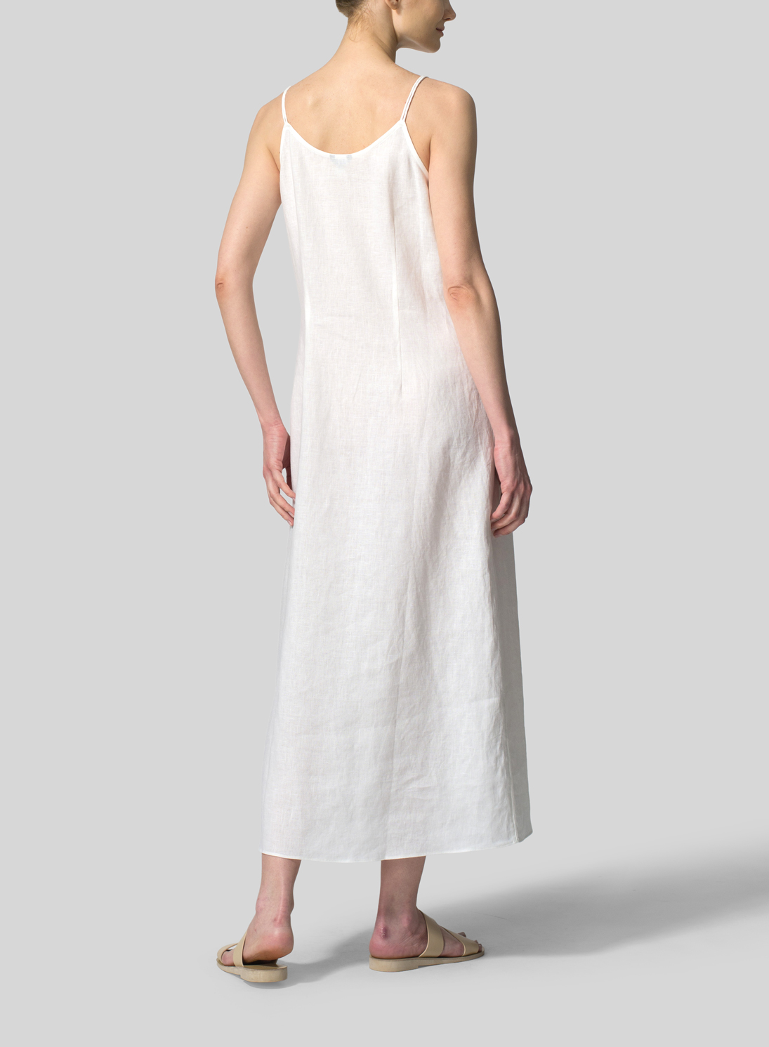 White linen spaghetti clearance strap dress