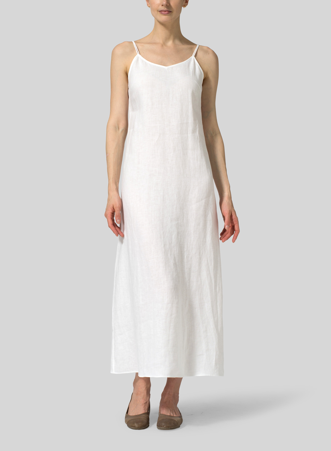 Linen Spaghetti Strap Extra Long Dress