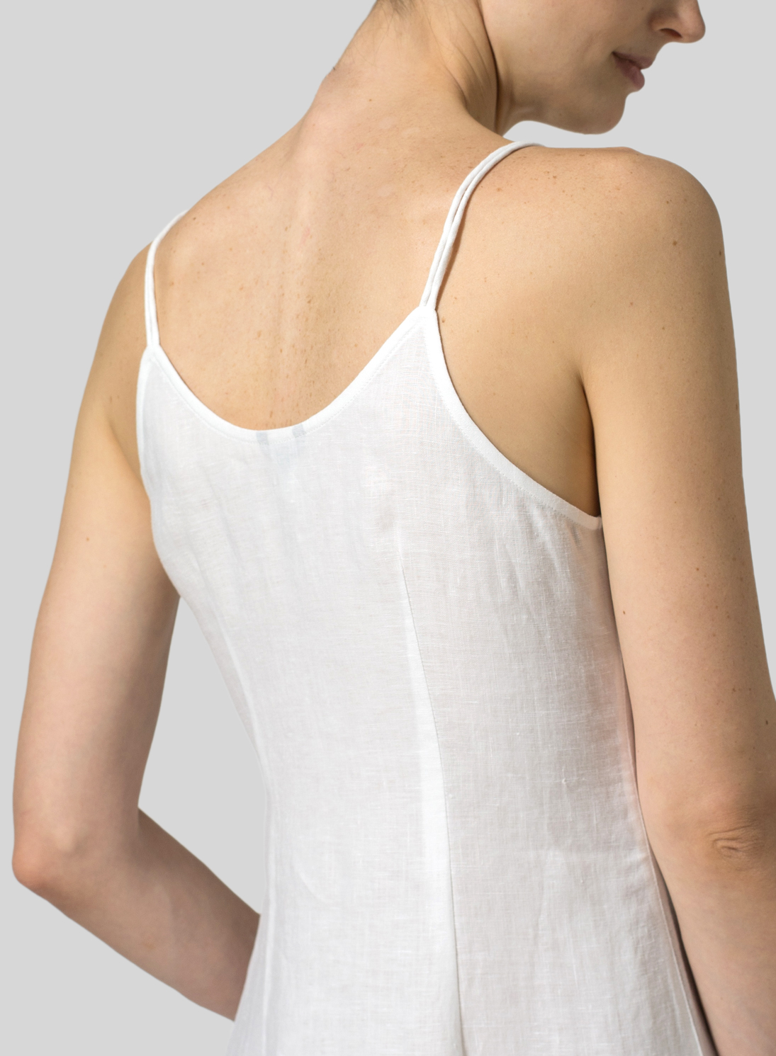 Linen Spaghetti Strap Extra Long Dress