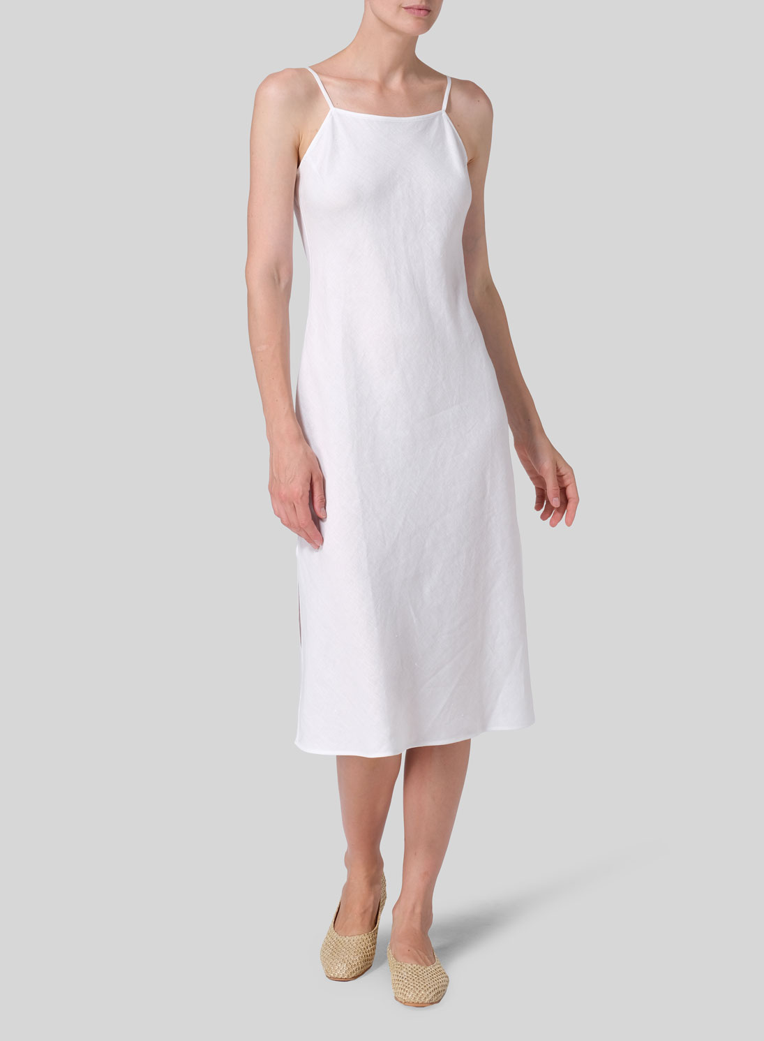 Linen Sleeveless Bias Cut Dress