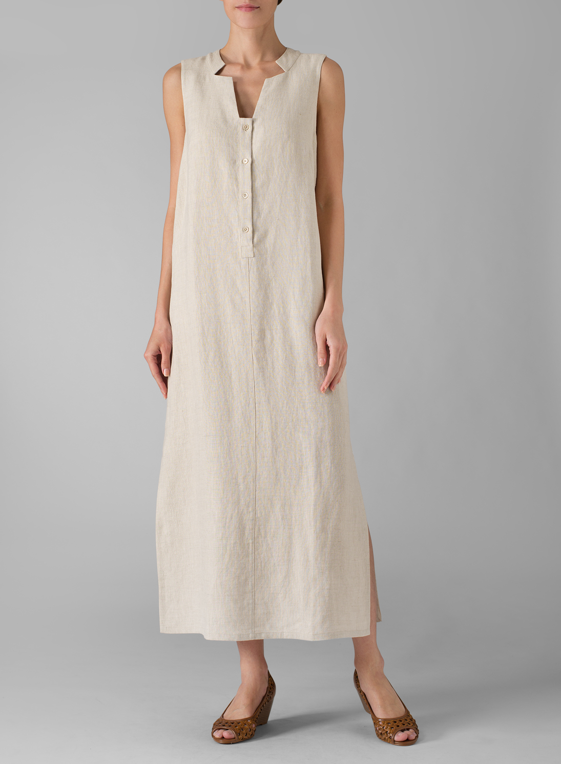 Linen Sleeveless Slip-on Dress - Plus Size