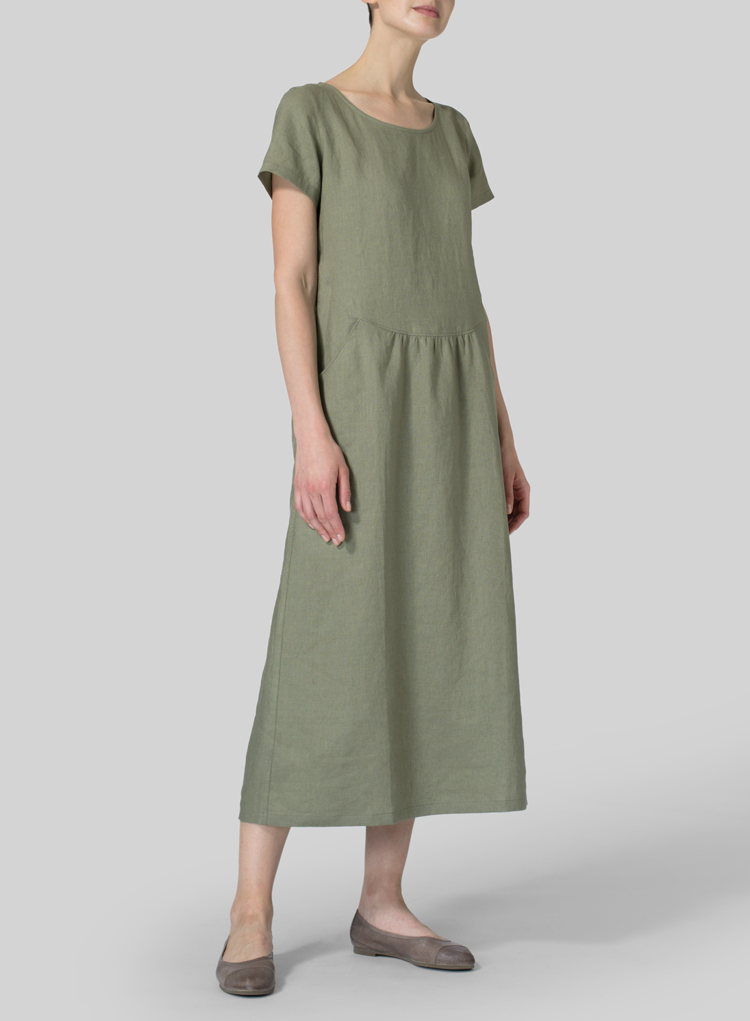 Linen Short Sleeve Dress - Size